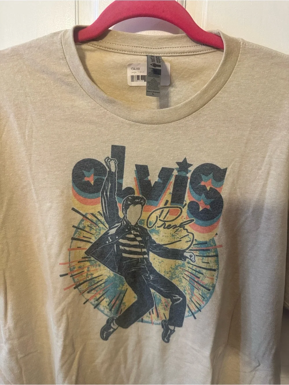 Elvis Presley Graphic Tee - Beige Retro Unisex Shirt - Picture 5 of 5
